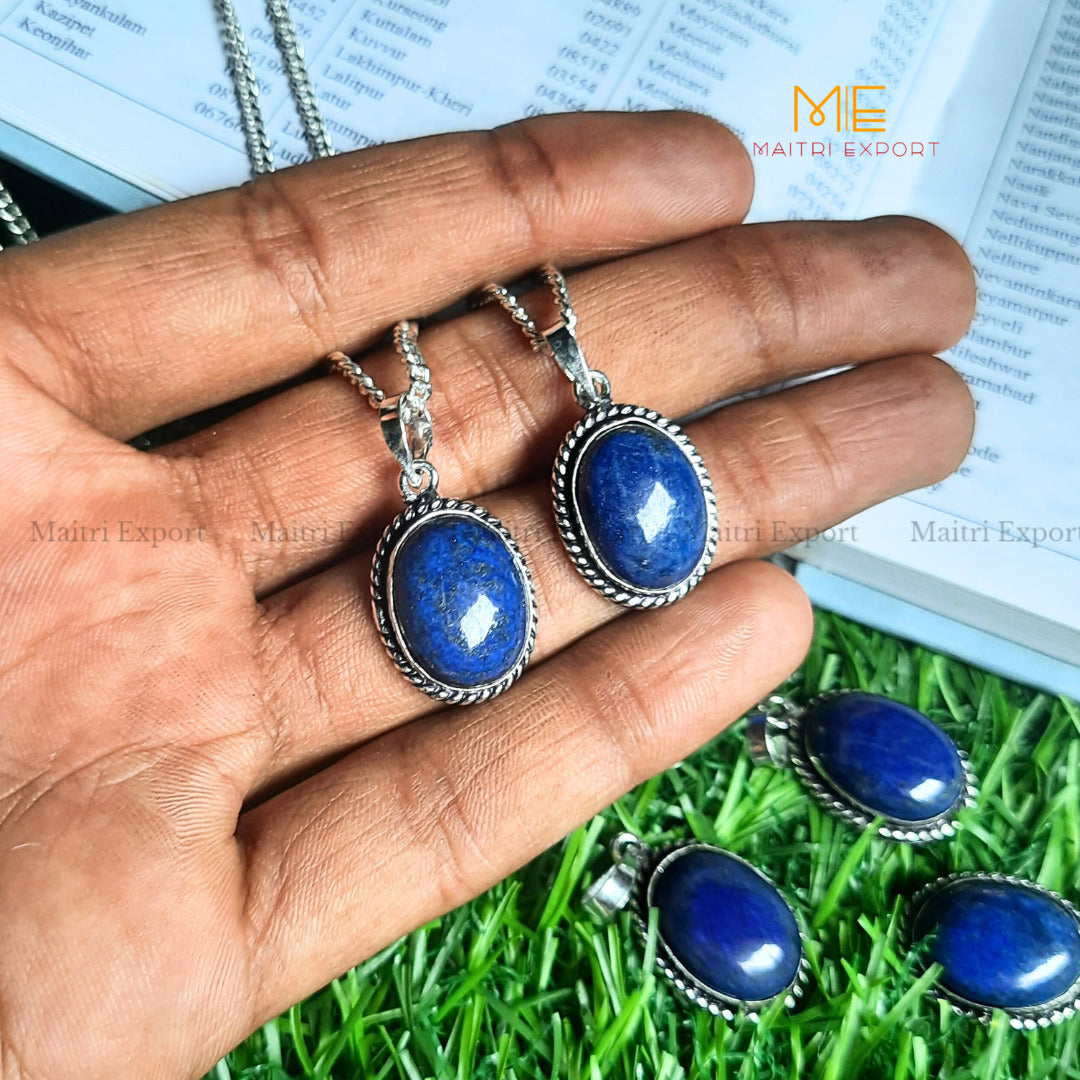Natural Healing Crystal Gem Quality Oval Shaped Pendant-Lapis Lazuli-Maitri Export | Crystals Store