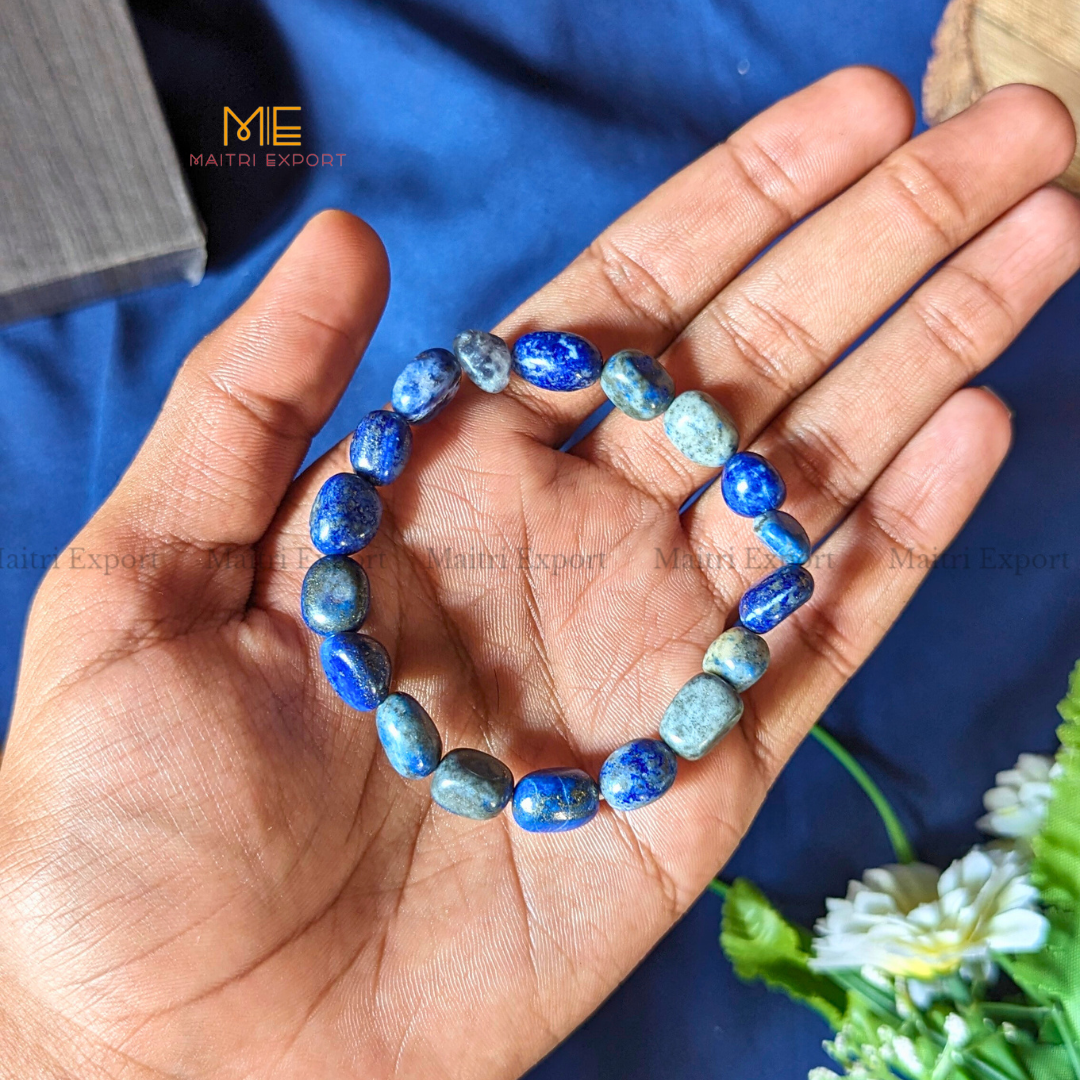 Small Tumble Crystal Beads Bracelet-Lapis Lazuli-Maitri Export | Crystals Store