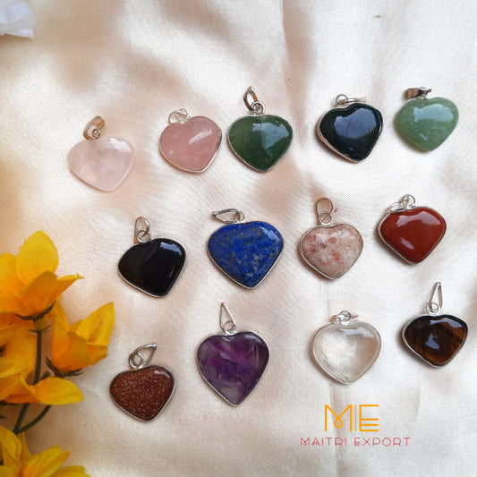Natural crystal stone heart shaped pendant-Maitri Export | Crystals Store