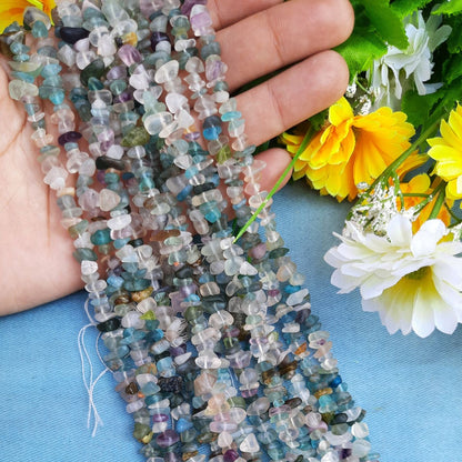 Crystal chips beads mala for bracelet / jewellery making ( 6 to 8 mm )-Multi Fluorite-Maitri Export | Crystals Store