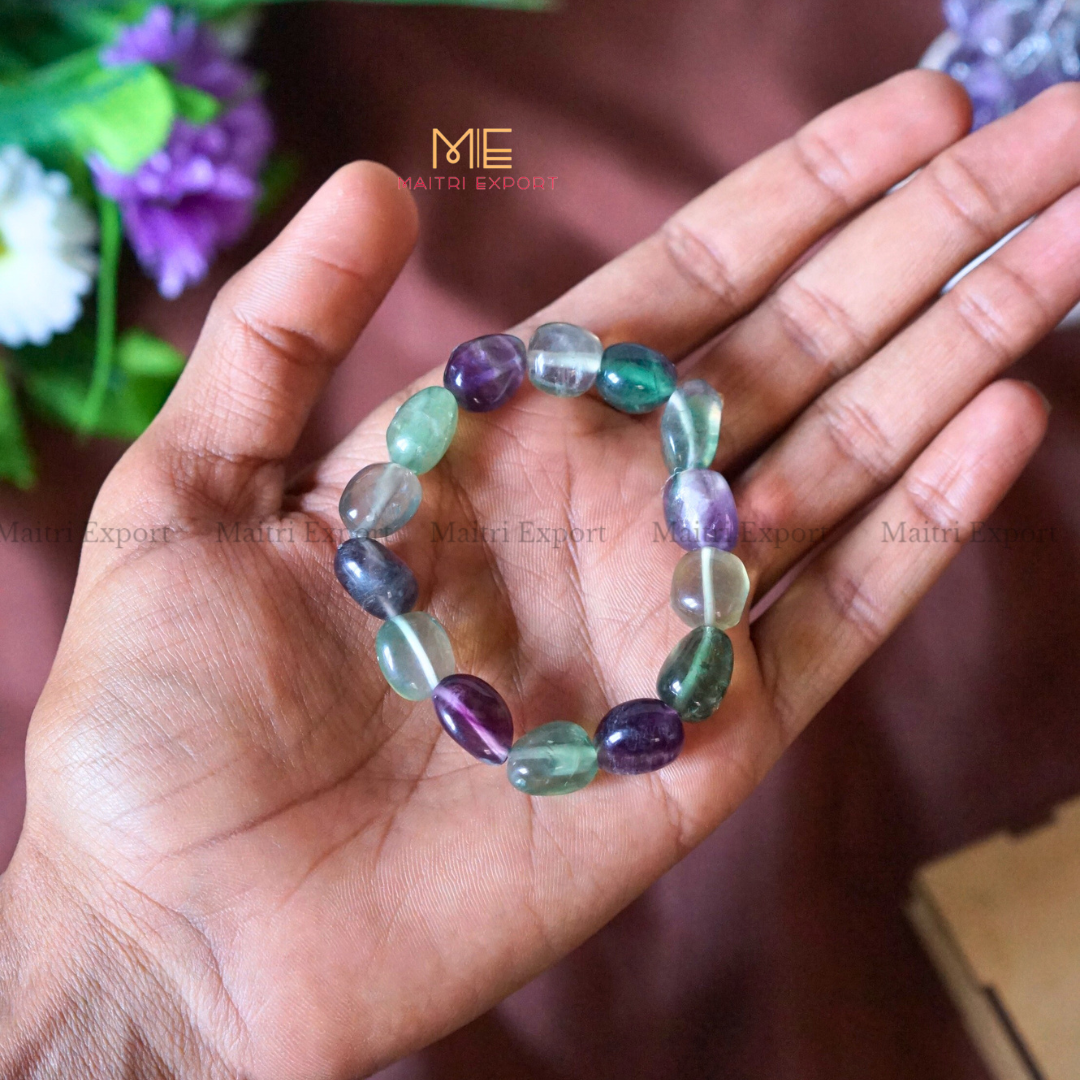 Small Tumble Crystal Beads Bracelet-Multi Fluorite-Maitri Export | Crystals Store