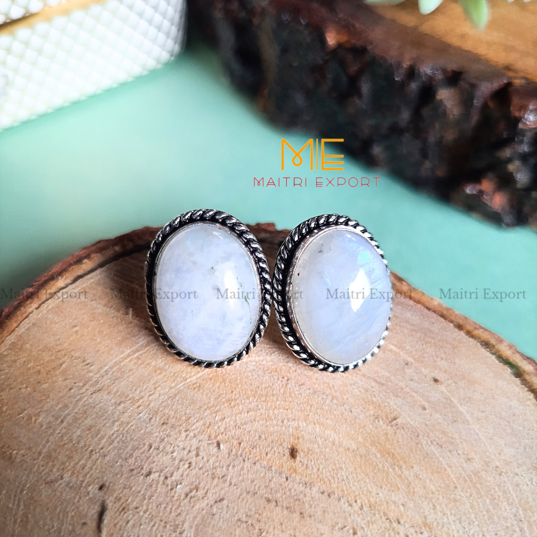 Natural Crystal gem stones Stud Earrings-Maitri Export | Crystals Store