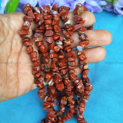 Crystal chips beads mala for bracelet / jewellery making ( 6 to 8 mm )-Red Jasper-Maitri Export | Crystals Store
