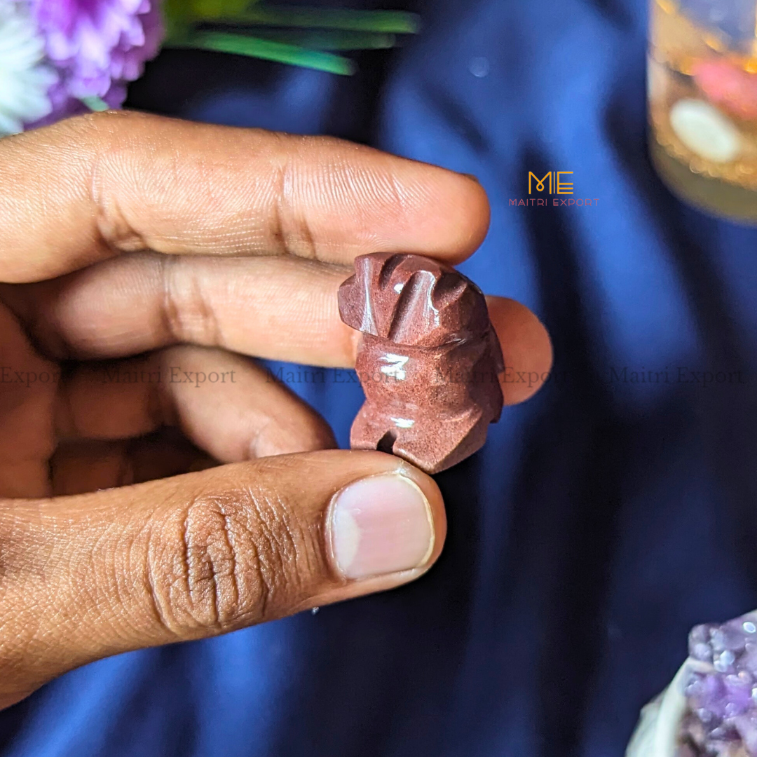 1 Inch Handcrafted Owl Crystal figurine / Carving-Red Jasper-Maitri Export | Crystals Store