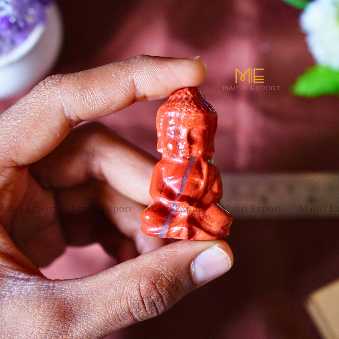 2 Inch Baby Buddha Natural Crystal Figurine-Red Jasper-Maitri Export | Crystals Store