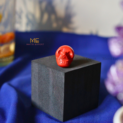 1 Inch Skull ( Mini Skull ) Natural Crystal Handcrafted Figurine / Carving-Red Jasper-Maitri Export | Crystals Store