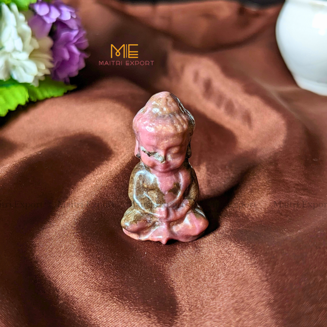 2 Inch Baby Buddha Natural Crystal Figurine-Rhodonite-Maitri Export | Crystals Store