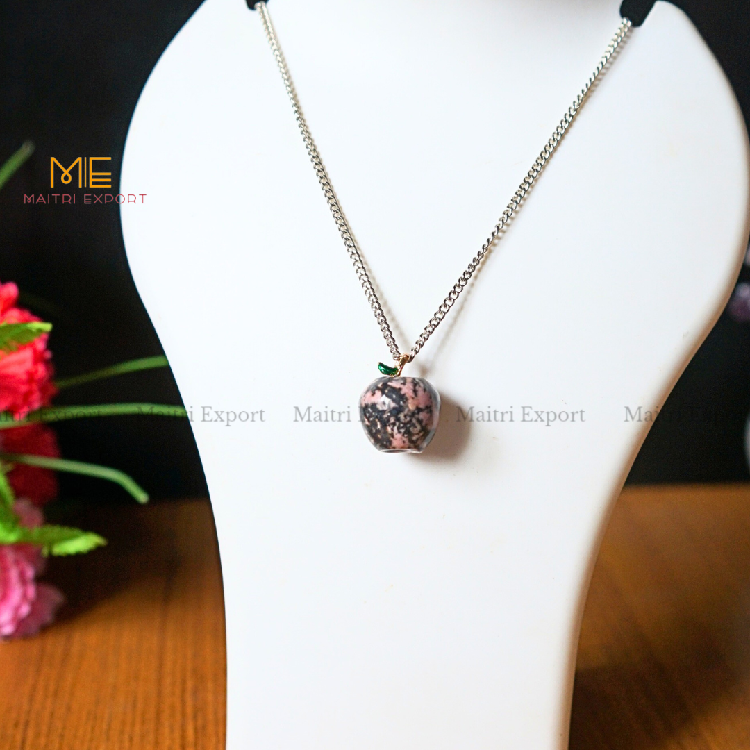 Natural crystal stone Apple shaped gemstone Pendant-Rhodonite-Maitri Export | Crystals Store