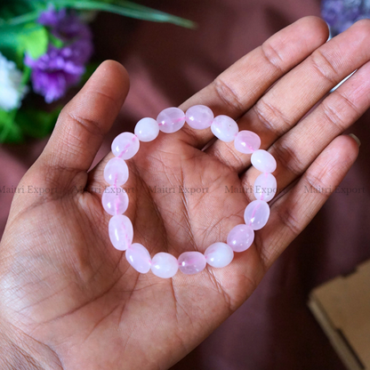 Small Tumble Crystal Beads Bracelet-Rose Quartz-Maitri Export | Crystals Store