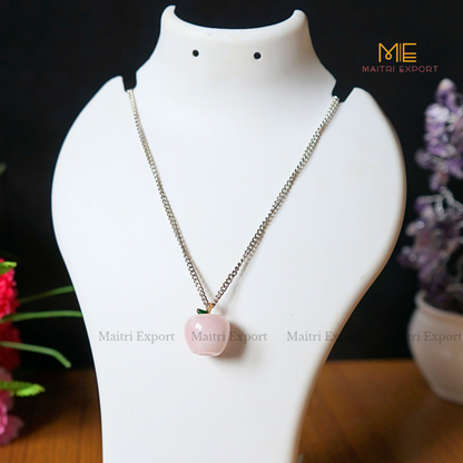 Natural crystal stone Apple shaped gemstone Pendant-Rose Quartz-Maitri Export | Crystals Store