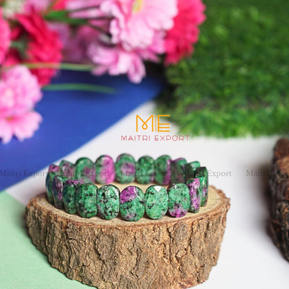 Oval Shape Faceted Crystal Beads bracelet-Ruby Zoisite-Maitri Export | Crystals Store