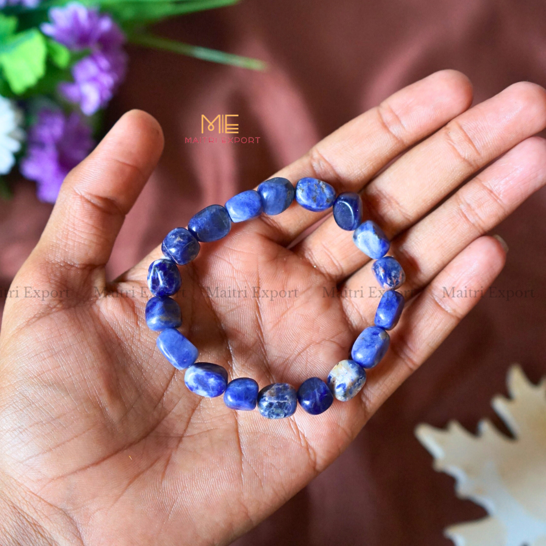 Small Tumble Crystal Beads Bracelet-Sodalite AAA-Maitri Export | Crystals Store