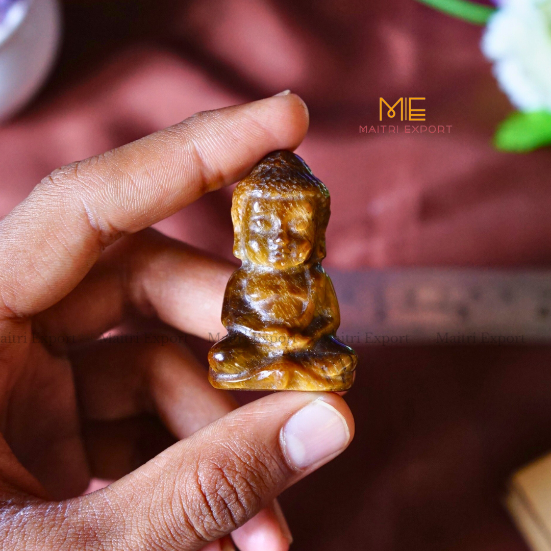 2 Inch Baby Buddha Natural Crystal Figurine-Tiger Eye-Maitri Export | Crystals Store