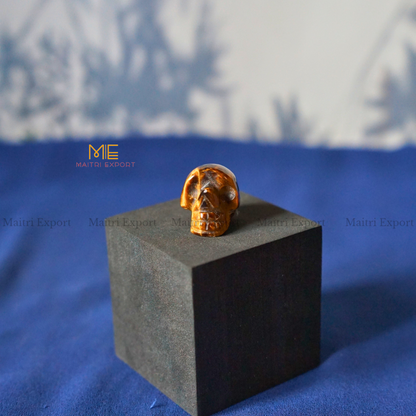 1 Inch Skull ( Mini Skull ) Natural Crystal Handcrafted Figurine / Carving-Tiger Eye-Maitri Export | Crystals Store