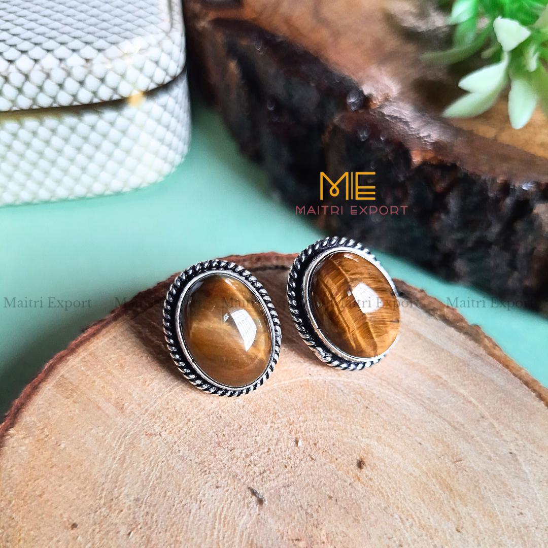 Natural Crystal gem stones Stud Earrings-Maitri Export | Crystals Store