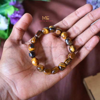 Small Tumble Crystal Beads Bracelet-Tiger Eye-Maitri Export | Crystals Store