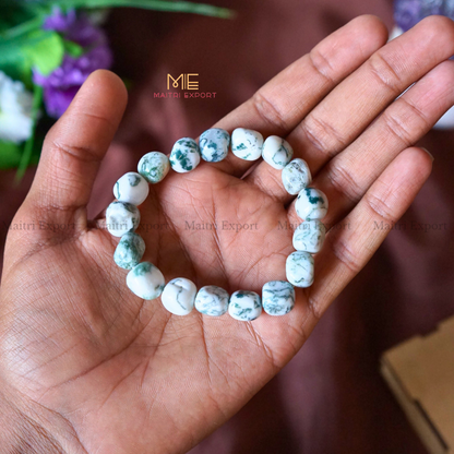 Small Tumble Crystal Beads Bracelet-Tree Agate-Maitri Export | Crystals Store
