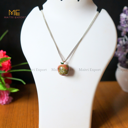 Natural crystal stone Apple shaped gemstone Pendant-Unakite-Maitri Export | Crystals Store
