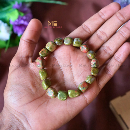 Small Tumble Crystal Beads Bracelet-Unakite-Maitri Export | Crystals Store