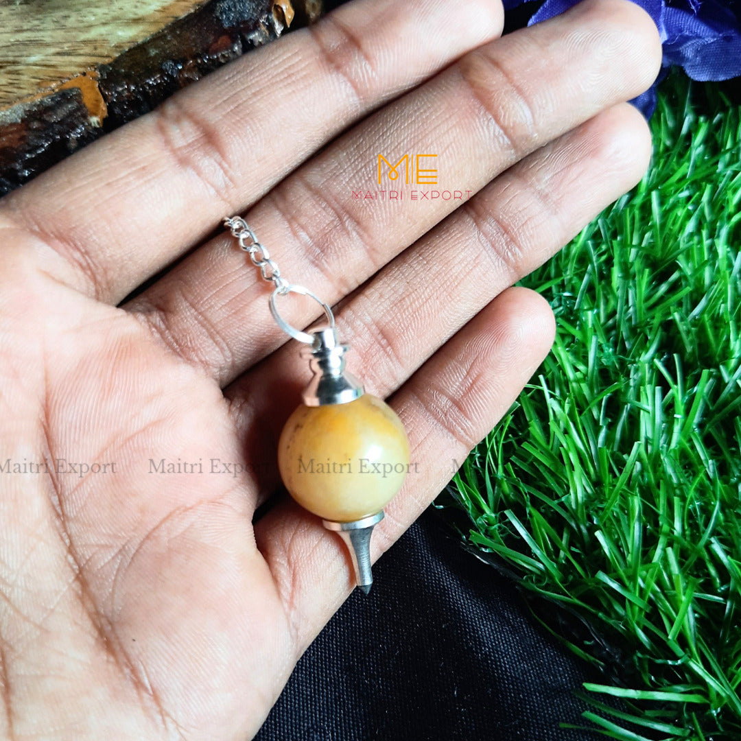 Natural Different Ball Shaped Crystal Stone Pendulum-Yellow Aventurine-Maitri Export | Crystals Store